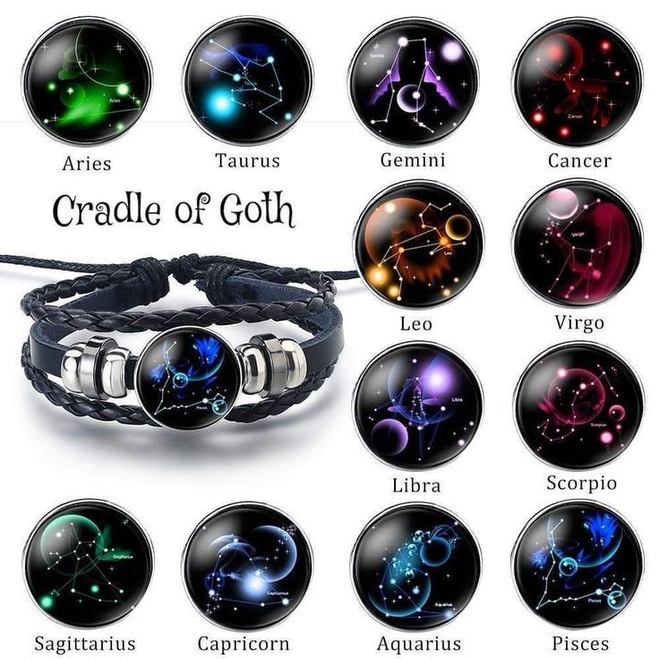 Zodiac Constellation Braided Design Black Leather Bracelet Adjustable